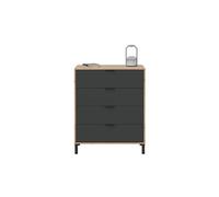 PEGANE Commode Meuble de Rangement en mélamine Coloris Naturel/Gris Anthracite - Hauteur 94 x Longueur 78 x Profondeur 40 cm