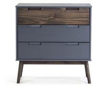 Commode Pegane Commode, meuble de rangement en pin ciré coloris gris foncé - Longueur 80 x Profondeur 40 x Hauteur 82 cm--