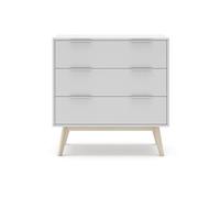 Commode, meuble de rangement en pin et MDF avec 3 tiroirs coloris blanc - Longueur 80 x Profondeur 40 x Hauteur 83 cm--