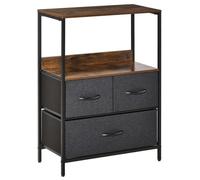 Commode meuble de rangement - HOMCOM - 3 tiroirs tissus, étagère et plateau supérieur - Polyester - 58x29x81.5cm - Marron