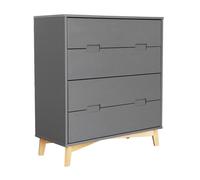Commode meuble de rangement MILANO de 4 tiroirs coloris Gris anthracite - longueur 80 x profondeur 35 x hauteur 89 cm