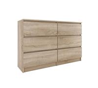 Commode - MILAN - 120x30x77 cm - 6 tiroirs - Bois - Style contemporain