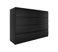 Commode - MILAN - 8 tiroirs - Noir - Contemporaine - Meuble de rangement