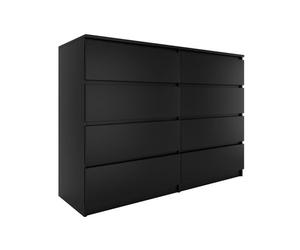 Commode - MILAN - 8 tiroirs - Noir - Contemporaine - Meuble de rangement