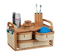 Commode Mini Bambou 3 Casiers Box Organiseur Cosmétiques Étagère SDB Tiroirs