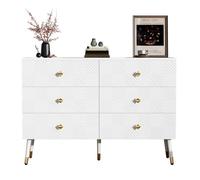 Commode - Moderne - 6 tiroirs - Blanc - 120x40x80cm - Design géométrique