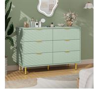 Commode moderne à tiroirs - GARVEE - 6 tiroirs - 100x75x40 cm - Vert olive - Design minimaliste - Rangement polyvalent