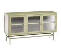 Commode Moderne Acier Verre Cannelé 3 Portes Étagères Réglables Vert Devon