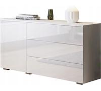 Commode moderne de 110 cm pour le salon, avec tiroirs et placards, façades blanc