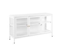 Commode Moderne en Acier Étagères avec 3 Portes Verre Sécurité Blanc Newport