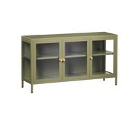 Commode Moderne en Acier Étagères avec 3 Portes Verre Sécurité Vert Newport