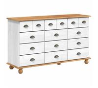 Commode moderne en bois de pin - vidaXL - Blanc - 79x40x133,5 cm - 12 tiroirs - Bois de pin massif - Poignées en acier