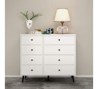 Commode moderne en bois du milieu du siècle à 8 tiroirs avec pieds en métal - Meuble élégant noir à profil bas pour chambre à coucher, salon ou bureau - 80 x 40 x 90 cm