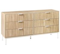 Commode Moderne en MDF à 6 Tiroirs Pieds en Métal avec Poignées Marron Clair
