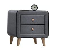 Commode moderne en tissu gris clair avec poignée ronde en métal pour grand lit, cadre de lit oriental pour chambre à coucher (miroir) (table de chevet)