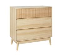 Commode Moderne MDF avec 3 Tiroirs Pieds en Pin Bois Clair Wales