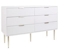 Commode Moderne Scandinave MDF 6 Tiroirs Pieds en Métal Poignées Blanche SOHO
