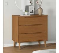 vidaXL Commode MOLDE Caramel 80 x 40 x 80 cm Bois de pin massif – Moderne, Rangement spacieux