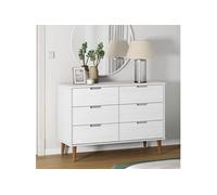 Commode MOLDE Blanc 113x40x80 cm Bois de pin massif
