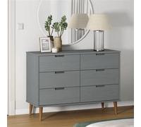Vidaxl Commode Gris 113x40x80 Cm Bois De Pin Massif Gris
