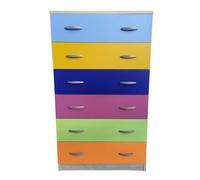 Commode en mélamine avec 6 tiroirs 74x126h cm Multicolore
