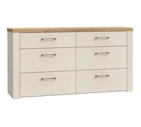 Commode - NELLEKE - 6 tiroirs - Sable / Bois - L156,3 x P41,3 x H83,1 cm