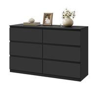 Commode Noir 120x40x75cm - 6 Tiroirs - WOLTU Meuble de Rangement Moderne - Assemblage Facile