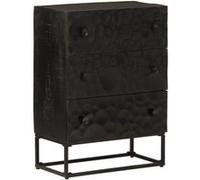 Commode noir 55x30x76 cm bois massif de manguier et fer Noir