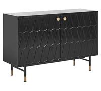 Commode Noire Moderne pour Salon Chambre Rangement à 2 Portes et Pieds Métal Ada