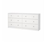 Commode OREGON 2x 3 tiroirs - Décor blanc - L 143 x P 30 x H 68 cm