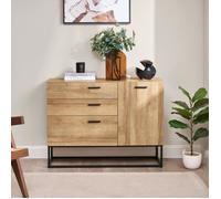 Commode Orkland métal 75 x 100 x 35 cm noir effet chêne - EN.CASA - 3 tiroirs - Bois - Panneaux de particules