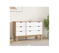 vidaXL Commode OTTA Marron et blanc 111x42x73,5 cm Bois de pin massif 348587
