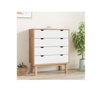 vidaXL Commode OTTA – Marron et blanc, bois de pin massif, 76,5x39,5x90 cm