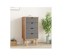 Commode OTTA marron et gris 45x39x90 cm bois de pin massif