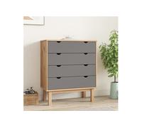 Commode OTTA Marron et gris 76,5x39,5x90 cm Bois de pin massif