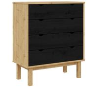 Commode otta - vidaXL - bois de pin massif - noir - 76,5 x 39,5 x 90 cm - 4 tiroirs - résistant à l'eau 2820551