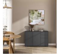 [en.casa] Commode Paarl pour Salon 74 x 117 x 36 cm Meuble de Rangement avec 2 Tiroirs et 3 Portes au Système Push-to-Open Armoire Élégante Stable Entrée Chambre Bureau Gris Foncé Mat