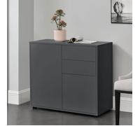 [en.casa] Commode Paarl pour Salon 74 x 79 x 36 cm Meuble de Rangement avec 2 Tiroirs et 2 Portes au Système Push-to-Open Armoire Élégante Stable Entrée Chambre Bureau Gris Foncé Mat