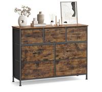 Commode pas cher, 7 Tiroirs en Tissu Non-tissé, pour Chambre, Marron et Noir