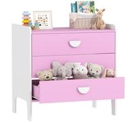 AIYAPLAY Commode pour Enfants, Commode Rangement 3 tiroirs, Meuble de Rangement Chambre d'enfant, crèche, Salle de Jeux, 60 x 40 x 60 cm, Rose