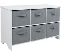 Commode pour enfants de Ginger Home avec 6 casiers textiles - Blanc et gris, idéal pour les jouets, les vêtements et les accessoires