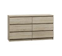 CDF Commode Malwa M6 140 | Couleur : Chêne Sonoma | Armoire pour Documents, Petits Objets | Idéal pour Salon, Chambre à Coucher, Chambre d'enfant, et Bureau | 6 tiroirs spacieux