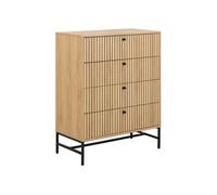 Toilinux - Commode rectangulaire à 4 tiroirs effet tasseaux BAÏKAL - Beige - BAÏKAL Beige G