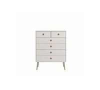 Commode rectangulaire en MDF coloris blanc et chene naturel- Longueur 81,30 x profondeur 39,60 x hauteur 105,20 cm --