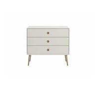 Commode rectangulaire en MDF coloris blanc et chene naturel- Longueur 81,30 x profondeur 39,60 x hauteur 73,20 cm --