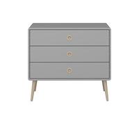 Commode rectangulaire en MDF coloris gris et chene naturel- Longueur 81,30 x profondeur 39,60 x hauteur 73,20 cm --