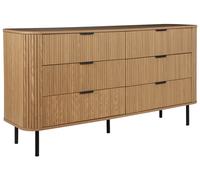 Commode Retro MDF 6 tiroirs Pieds Métalliques Bois Clair Bradley