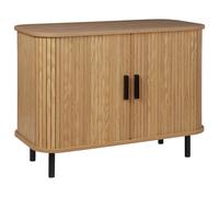 Commode Retro MDF Pieds Métalliques 2 Portes Coulissantes Bois Clair Bradley