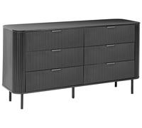 Commode Rétro Pieds en Métal avec 6 Tiroirs MDF Noir Bradley