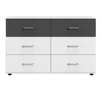 Commode RHODES - 6 tiroirs - Décor Blanc et gris - L130 x P41 x H83 cm